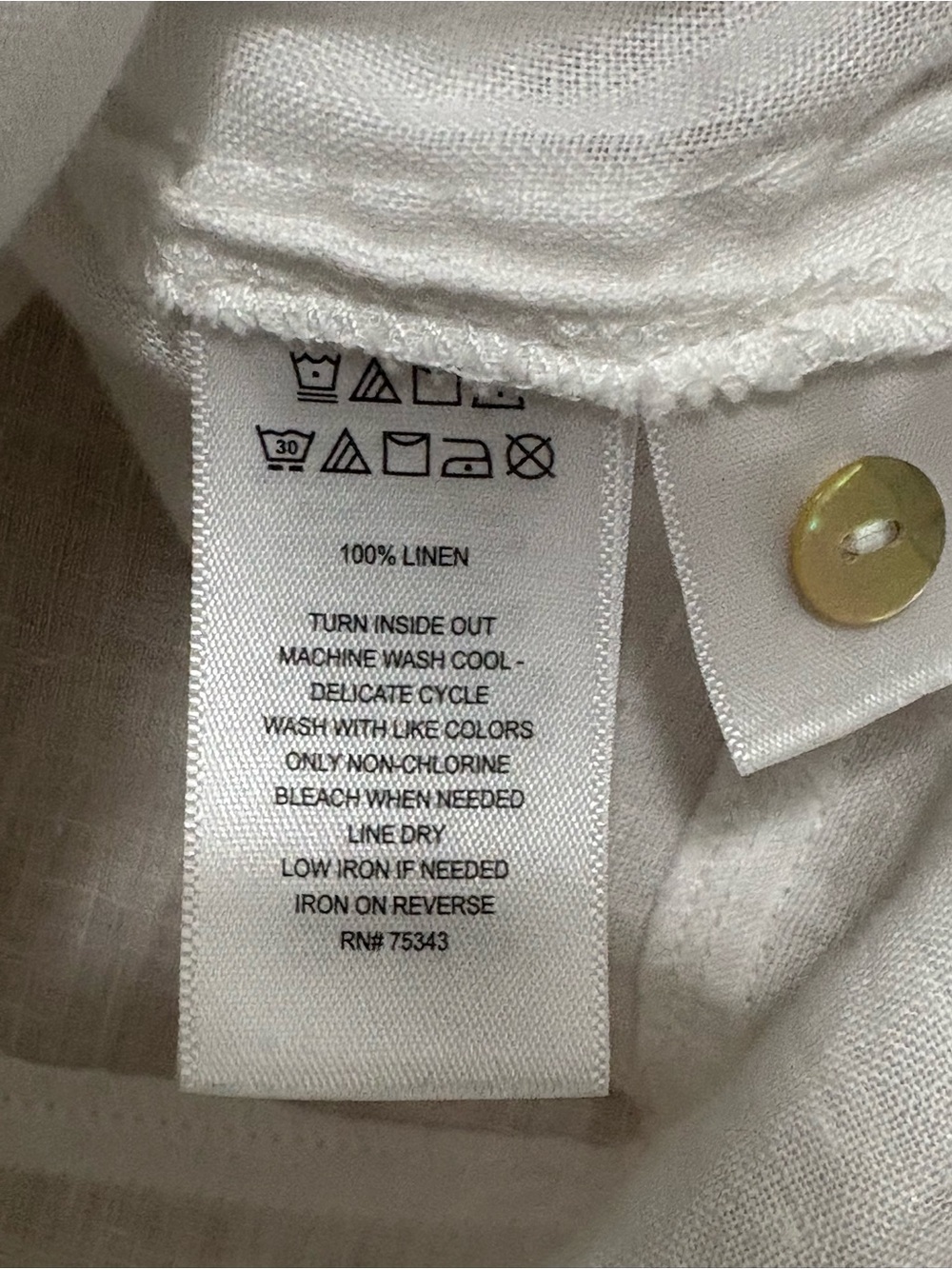 Tahari White Linen Button-Down Tunic Top Size Small EUC - Picture 3 of 7